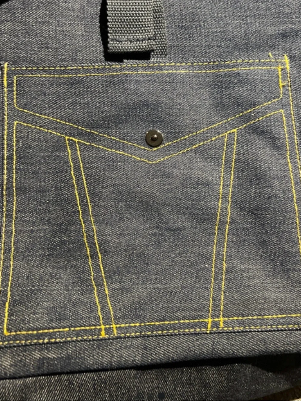 Jean Paul Gaultier Denim Backpack in Dark Blue with Yellow Stitching